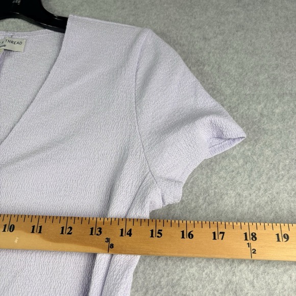 Madewell Texture & Thread Wrap Dress Women's S Lavender Textured Knit - Picture 6 of 10